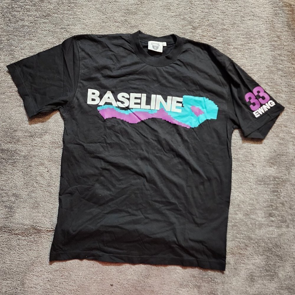 Patrick Ewing Baseline Short Sleeve Graphic Shirt Black Mens XL NBA Classic